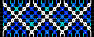 Geometric pattern of blue white and teal circles with arrows on black background.