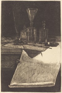 Frontispiece by François Bonvin, created 1871, in etching. Download this artwork as a high-resolution wallpaper for desktop, tablet, or mobile. — François Bonvin Wallpaper