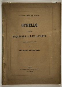 Frontispiece, from Othello by Théodore Chassériau, created 1844, in Etching, engraving, roulette, and drypoint on paper, folded in half. Download this artwork a — Illustration Wallpaper