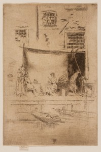 Fruit Stall by James McNeill Whistler, created 1879/80, in Etching and drypoint with foul biting in dark brown ink on ivory laid paper. Download this artwork as — Illustration Wallpaper