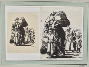 Fugitifs by Auguste Louis Lepère, created 1914, in woodcut. Download this artwork as a high-resolution wallpaper for desktop, tablet, or mobile. — Art Picture