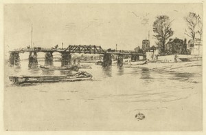 Fulham by James McNeill Whistler, created 1879, in paper; etching; drypoint. Download this artwork as a high-resolution wallpaper for desktop, tablet, or mobile — Art Picture