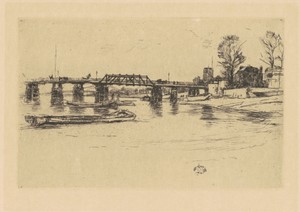 Fulham by James McNeill Whistler, created 1878/1879, in etching and drypoint in black on wove paper. Download this artwork as a high-resolution wallpaper for de — James McNeill Whistler Wallpaper