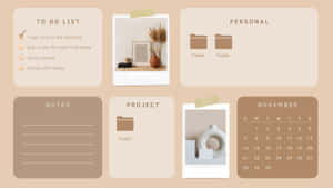 Digital planner with to-do lists notes folders and calendar in beige tones. — Functional Picture