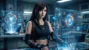 Tifa Lockhart travaille dans un laboratoire de haute technologie.