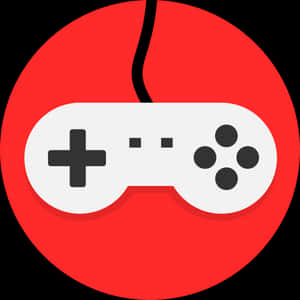 Vit retro-spelkontroll med svarta knappar på röd cirkelbakgrund. — Joystick Bilder