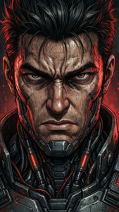 Megalobox Porträt-Tapete von Gearless Joe mit intensivem Fokus und gritty kybernetischen Details