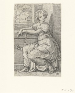 Geduld by Cornelis Massijs, created c. 1543 - c. 1544, in paper; engraving. Download this artwork as a high-resolution wallpaper for desktop, tablet, or mobile. — Cornelis Massijs Wallpaper
