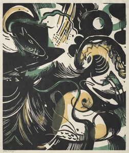 Genesis II by Franz Marc, created 1914, in color woodcut. Download this artwork as a high-resolution wallpaper for desktop, tablet, or mobile. — Art Picture