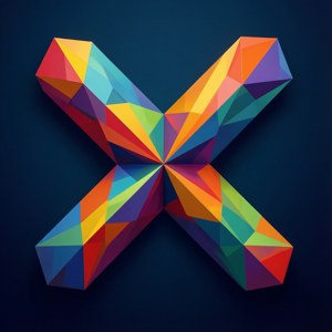 Een abstract geometrisch annuleerteken met levendige polygonen.