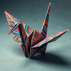 Origami-trana med geometriska mönster, abstrakt konst.