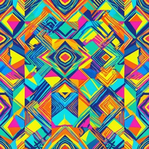 Procreate pattern brushes making a colorful geometric seamless pattern.
