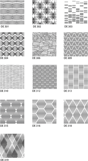 Collection of black and white geometric patterns in a grid layout. — Geometric PNG