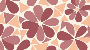 Minimalistisk abstrakt geometrisk tapet med støvrose kronbladformer og trekanter