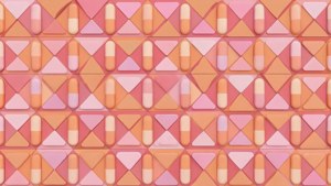 Padrão abstrato sem emenda de formas de pílula em rosa e pêssego
