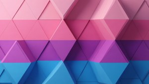 Minimalist geometric design with bisexual flag colors.
