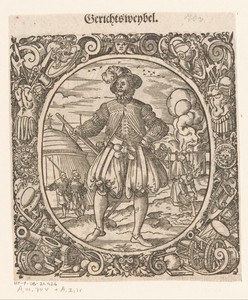 Gerechtsbode by Jost Amman, created 1573, in paper; houtsnede. Download this artwork as a high-resolution wallpaper for desktop, tablet, or mobile. — Jost Amman Wallpaper