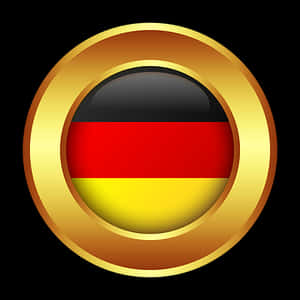 German flag in a golden button with reflective surface. — Germany PNG
