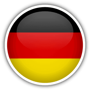 Glossy circular button with German flag colors black red and gold — Germany Flag PNG