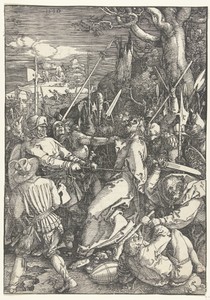 Gevangenneming by Albrecht Dürer, created 1510, in paper; letterpress printing; houtsnede. Download this artwork as a high-resolution wallpaper for desktop, tab — Albrecht Dürer Wallpaper