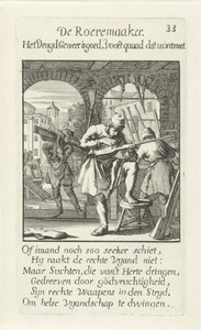 Geweermaker by Jan Luyken, created 1694, in paper; etching. Download this artwork as a high-resolution wallpaper for desktop, tablet, or mobile. — Art Wallpaper