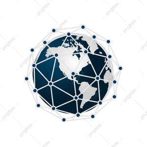 En blå och vit glob sammankopplad av ett nätverk av prickar och linjer som representerar global digital anslutning. — Map Bakgrundsbilder