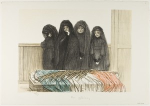 Glory by Théophile-Alexandre Pierre Steinlen, created 1915, in Lithograph in black, blue and red over a fawn tint with scraping on stone on thick off-white wove — Illustration Wallpaper