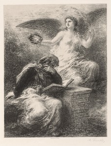 Glory by Henri Fantin-Latour, created 1890, in lithograph. Download this artwork as a high-resolution wallpaper for desktop, tablet, or mobile. — Art Wallpaper