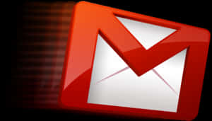 Gmail-logo med rødt kuvertikon, der gløder mod en mørk bevægelsessløret baggrund — Logo Wallpapers