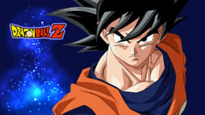 Goku de Dragon Ball Z com expressão intensa contra um fundo azul estrelado. — Gangster Goku Papéis de Parede