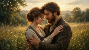 Una carta da parati romantica di Jacob e Lois in un campo illuminato dal sole