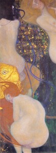 Goldfish by Gustav Klimt, created 1902-01-01. Download this artwork as a high-resolution wallpaper for desktop, tablet, or mobile. — Gustav Klimt Wallpaper