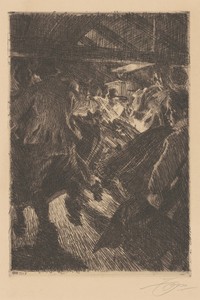 Gopsmor Cottage by Anders Zorn, created 1917, in etching on laid paper. Download this artwork as a high-resolution wallpaper for desktop, tablet, or mobile. — Anders Zorn Wallpaper