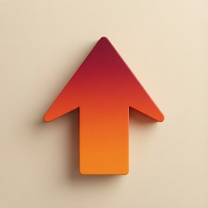 Flat design wallpaper with a gradient orange-red upvote arrow.