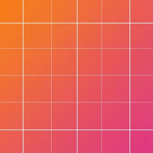 Oranssista pinkkiin -liukuväri valkoisella ohuella kolmannossääntöruudukolla