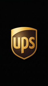 Um logotipo simples da UPS com gradiente em fundo preto.