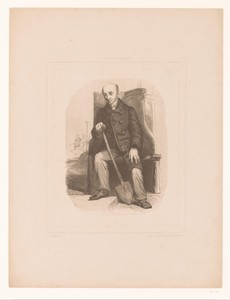 Grafdelver met schep by Henry Brown, created c. 1841, in paper; wood engraving. Download this artwork as a high-resolution wallpaper for desktop, tablet, or mob — Portrait Background