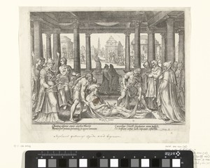 Graflegging van Stefanus by Philips Galle, created 1582, in paper; brush; engraving. Download this artwork as a high-resolution wallpaper for desktop, tablet, o — Philips Galle Wallpaper