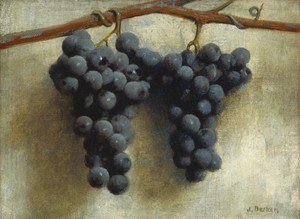 Grapes by Joseph Decker, created c. 1890/1895, in oil on canvas. Download this artwork as a high-resolution wallpaper for desktop, tablet, or mobile. — Joseph Decker Wallpaper