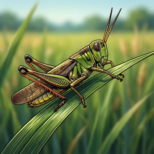 Vector side view of a grasshopper, nature-inspired wallpaper.