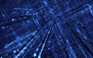 Un tunnel digitale blu luminoso con linee e punti che si intersecano. — Estetica griglia bianca Sfondi