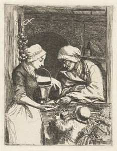 Groenteverkoopster by Louis Bernard Coclers, created 1756 - 1816, in paper; etching. Download this artwork as a high-resolution wallpaper for desktop, tablet, o — Louis Bernard Coclers Wallpaper
