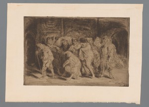 Groep bedelaars by Willem Linnig (II), created 1852 - 1890, in paper; etching; intaglio printmaking technique; drypoint. Download this artwork as a high-resolut — Willem Linnig (II) Wallpaper