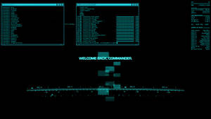 Teal glowing digital interface with system stats and welcome message. — Dark Cyberpunk Picture
