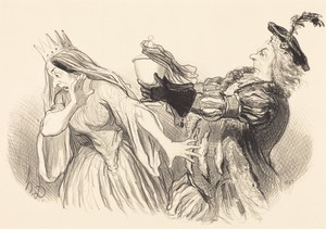 Hamlet by Honoré Daumier, created 1851, in lithograph. Download this artwork as a high-resolution wallpaper for desktop, tablet, or mobile. — Art Picture