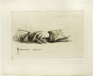 Hands Folded by Francis Seymour Haden, created 1865, in Etching with drypoint on ivory laid paper. Download this artwork as a high-resolution wallpaper for desk — Francis Seymour Haden Wallpaper