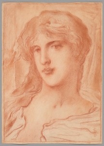 Head by Simeon Solomon, created c. 1880, in Red chalk on buff wove paper. Download this artwork as a high-resolution wallpaper for desktop, tablet, or mobile. — Art Picture