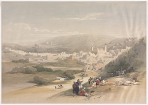 Hebron by David Roberts, created 1839, in color lithograph. Download this artwork as a high-resolution wallpaper for desktop, tablet, or mobile. — David Roberts Wallpaper