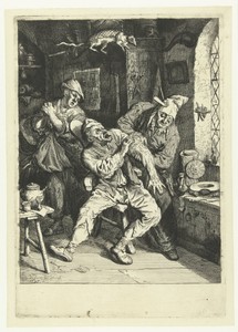 Heelmeester by Cornelis Dusart, created 1695, in paper; etching. Download this artwork as a high-resolution wallpaper for desktop, tablet, or mobile. — Cornelis Dusart Wallpaper