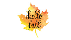 Akvarell-lönnlöv med hello fall text i svart kursiv. — Hello Fall Bilder
